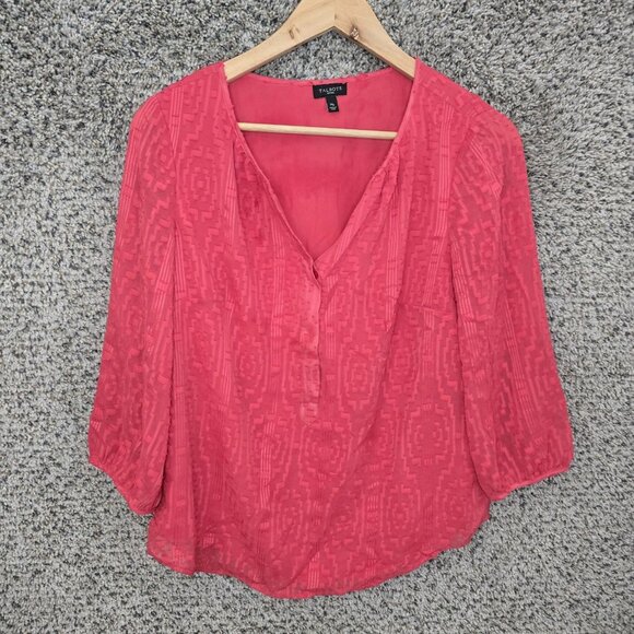 Talbots Top Womens MP Petite Medium Pink Textured Blouse V Neck Casual Ladies - Picture 1 of 7